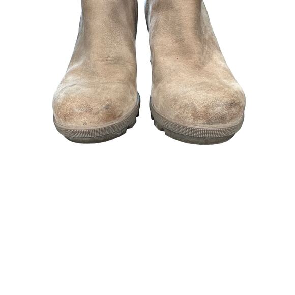 Sorel Beige Suede Leather Joan of Arctic II Side Zip Wedge Chelsea Boots Size 6 - Picture 8 of 9